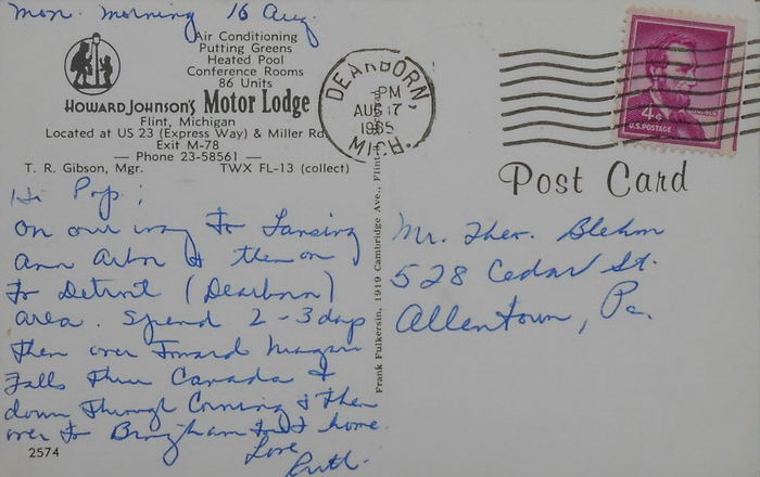Howard Johnsons Motor Lodge - Old Postcard